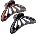 Parcelona French Set of 2 Small Black and Shell Rain Drop 2 3/4 Inch Celluloid Shell Claw Jaw Hair Clip Parcelona