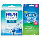 Fresh Guard Soak Specially Formulated CLEANER for Retainers Mouthguards& Removable Braces-24 Count & DenTek Comfort Fit Dental Guard Kit DenTek