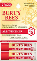 Burt's Bees Lip Balm, Moisturizing SPF 15 Lip Care, 100% Natural with Sunscreen, Water Resistant, All-Weather (2 Pack) Burt's Bees