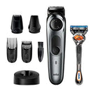 Braun Beard Detail Trimmer, Hair Clippers for Men, Cordless & Rechargeable, Mini Foil Shaver with Gillette ProGlide Razor, Silver, 10 Piece Set Braun