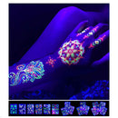 Temporary Tattoos – 1 Sheet Lotus Flower Design Body Paint Art Blacklight Reactive Light Festival Accessories Glow in the Dark Party Supplies | 7.2” x 5.2” Temp Great for EDM EDC Party Rave Parties d'IRIS studio
