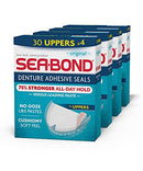 Sea-Bond Secure Denture Adhesive Seals, Original Uppers, Zinc Free, All Day Hold, Mess Free, 30 Count (Pack of 4) Sea-Bond