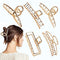 4.7 Inch Large Gold Metal Hair Clips,5PCS Big Hair Claw Clips Strong Jaw Clip Non-Slip Hair Barrettes Clamp for Thick Hair Cute Hair Accessories,Half Bun Hair Clip for Women Girls YUESUO