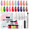 29 Pcs Dip Powder Nail Kit Starter, AZUREBEAUTY 20 Colors Dark Reddish Red Pastel Acrylic Burnt Orange Dipping Powder Liquid Set with Base & Top Coat/Brush Saver for French Nails Art Manicure DIY Salon AZUREBEAUTY