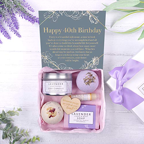 40th Birthday Spa Gift Box - Birthday Gift, Five Decades, Spa Gift For Her, Presents, Gift Ideas, Happy Birthday, Heartfelt Card & Spa Gift Set for Women Dear Ava