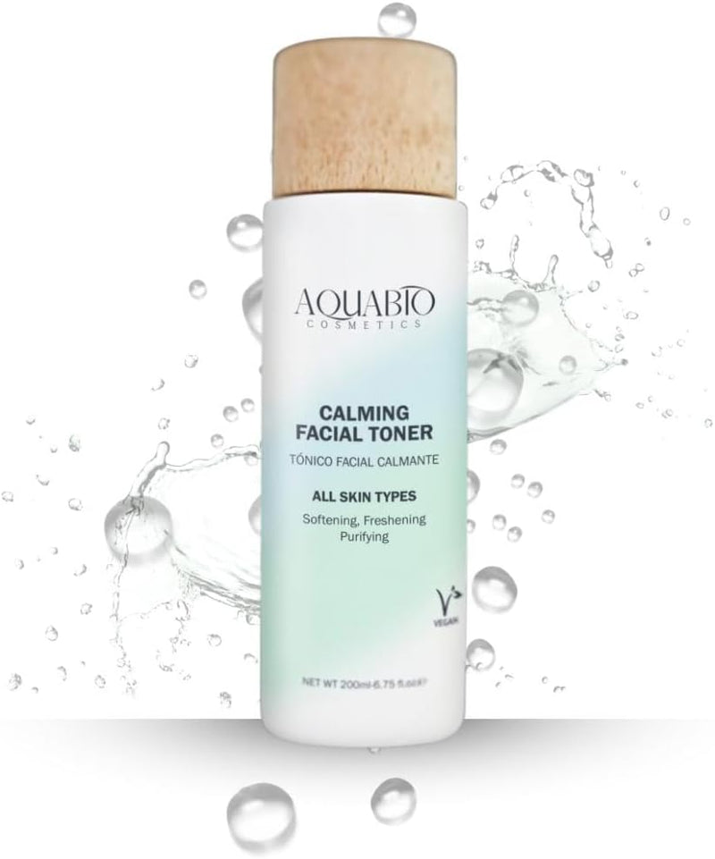 AquaBio Organic Hydrating Toner with Rose Water & Aloe Vera, Moisturizing Toner for Dry Skin, Vegan & Alcohol-Free, Calming & Nourishing, Gentle & Balancing, Purifying & Brightening Formula 6.75 Oz Infinity Warehouse