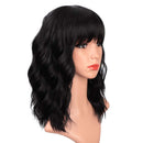 ENTRANCED STYLES Black Wigs with Bangs for Women 14 Inches Synthetic Curly Bob Wig for Girl Natural Looking Wavy Wigs ENTRANCED STYLES Store