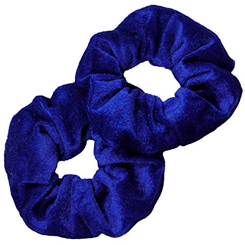 Kenz Laurenz Scrunchies for Hair - 2 Velvet Hair Ties for Women Girls Hair Elastics Ponytail Holder Scrunchy Girl Accessories Elastic Hair Bands Scrunchie Pack (Blue) Kenz Laurenz