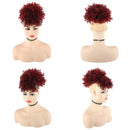 LEOSA Wig Afro Puff Drawstring Ponytail Bun with Bangs Heat Resistant Synthetic Short Kinky Curly Ponytail Updo Hair Extensions with Two Clips,Natural looking Curly Women Hairpieces (