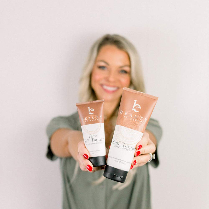 Self Tanner Bundle with Applicator - Tanning Lotion for Body & Face with Tanning Mitts, Sunless Tanner for Face & Self Tan for Body, Natural & Organic Full Size Face Tanner & Fake Tan for Body Beauty by Earth