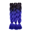 Ombre Jumbo Braiding Hair 24 inch Jumbo Braid Hair Extensions Jumbo Box Braids Crochet Hair Long for Women Kids DIY High Temperature Synthetic Fiber 2 Tones Black+ Dark Blue 3 Bundles Benehair
