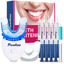 Teeth Whitening Kit with LED Light at Home for Sensitive Teeth,Professional Tooth Whitener with 2xDouble-sided Silicone Mouth Tray,10xTeeth Whitening Gel,Safely and Effectively Whitens in 15 Minutes Pankoo