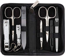 3 Swords Germany - brand quality 8 piece manicure pedicure grooming kit set for professional finger & toe nail care scissors clipper genuine leather case in gift box, Made in Solingen Germany (13006) 3 Swords Germany