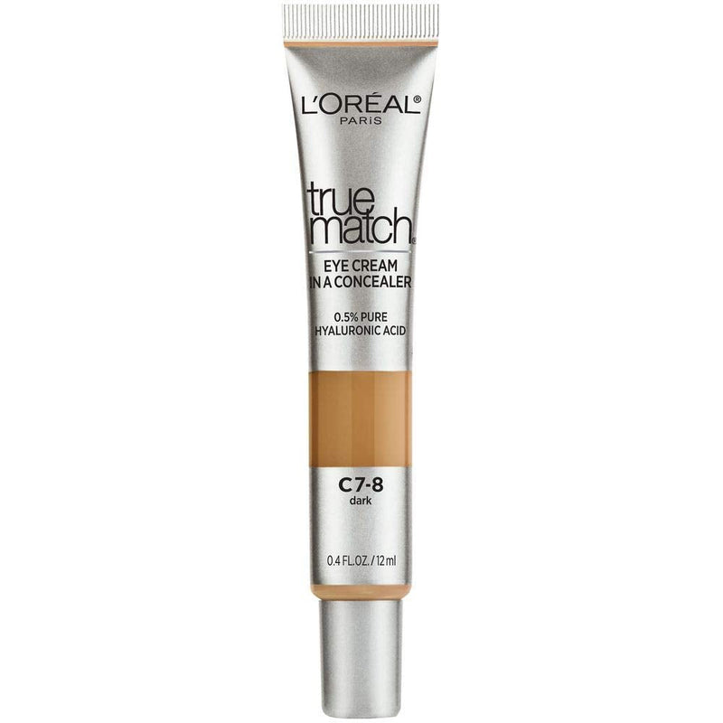 L'Oreal Paris True Match Eye Cream in a Concealer, 0.5% Hyaluronic Acid, Dark C7-8, 0.4 fl. Oz L'Oreal Paris