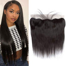 QTHAIR 12A Grade Straight Human Hair Lace Frontal 100% Unprocessed Straight Human Hair Weave Natural Black (16", 13x4 Frontal) QTHAIR