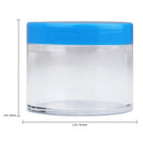 Beauticom 60 Grams/60 ML (2 Oz) Round Clear Leak Proof Plastic Container Jars with Blue Lids for Travel Storage Makeup Cosmetic Lotion Scrubs Creams Oils Salves Ointments (3 Jars) Beauticom
