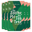 FaceTory Soothe Me Tea Tree 2-Step Sheet Mask with Tea Tree Oil and Chamomile Extract - For Acne Prone Skin, Made in Korea - Soothing, Hydrating, Calming, and Balancing (Pack of 5) FACETORY