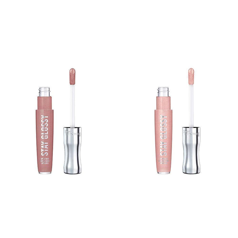 Rimmel Stay Glossy Lipgloss, Blushing Belgraves, 0.18 Fl Oz (Pack of 1) & Rimmel Stay Glossy Lipgloss, Dorchester Rose, 0.18 Fl Oz (Pack of 1) Rimmel