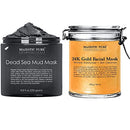 Majestic Pure Dead Sea Mud Mask and 24K Gold Mask Bundle – Face and Skin Care for Women and Men MAJESTIC PURE