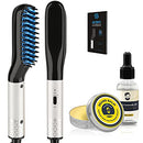 Beard Straightener w/Beard Balm & Beard Growth Oil & Beard,UPGRADED 3 in 1 Hair Straightener Brush Beard Straightening Comb,Unique Stocking Stuffers Gifts for Men Women Him scree