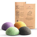 Organic Natural Facial Konjac Sponge and Face Scrubber - Buff Puff for Gentle Face Exfoliation Deep Pore Facial Cleansing Sponge – Aloe Vera, Activated Charcoal, Lavender, Turmeric – 4pc. Set SKINCARESS ME