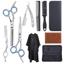 Marhaba AS Professional Hair Cutting Scissors for men and women,10 Pieces Hair Scissors kit for Haircut, Hair Shears for Home and Salon, Stainless Steel Scissors with Cape and Feather Razor Marhaba AS