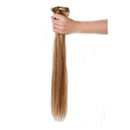 Double Weft 100% Remy Human Hair Clip in Extensions #18/613 10''-22'' Full Head Thick Thickened Short Soft Silky Straight 8pcs 18clips(20"/20 inch 150g,#12/613 Light Brown mix Bleach Blonde)