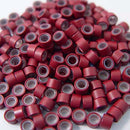 200 PCS 5mm Burgundy Red Color Silicone Lined Micro Rings Links Beads For I Bond Stick Tip Feather Hair Extensions mega made inc