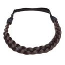 Braided Hair band Plaited Headband Elastic Stretch Wide Plaited Braids Braided Headband Synthetic Hairpiece Chunky Braided Headband Trendy Girls Women (Small-three strands braided, dark brown) S-noilite Store