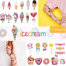 Ooopsi Ice Cream Temporary Tattoos for Kids 180PCS - Ice Cream, Lollies, Cookie, Cake Tattoo Stickers - Sweet Summer Tattoos Sticker for Girl Birthday Party Decorations Supplies Favors(17 Sheets) Ooopsi