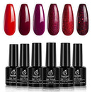 Beetles Gel Nail Polish Set, Poinsettia Kit Dark Red Burgundy Red Glitter Gel Polish Soak Off UV Nail Lamp LED Cured, 7.3ml Each Bottle for Nail Art Design for Christmas New Year Holiday Gifts beetles Gel Polish