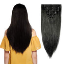 Double Weft 100% Remy Human Hair Clip in Extensions 10''-22'' Grade 7A Quality Full Head Thick Thickened Short Soft Silky Straight 8pcs 18clips (12"/12 inch 110g,