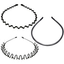 3PCS Metal Hairbands, Black Fashion Spring Headband for Men & Women,Unisex Elastic Sports Wide Hair Band Hoop Clips Accessories Etercycle