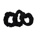Small Scrunchies Cotton Hair Bobble - Set of 3 - Black Motique Accessories Store