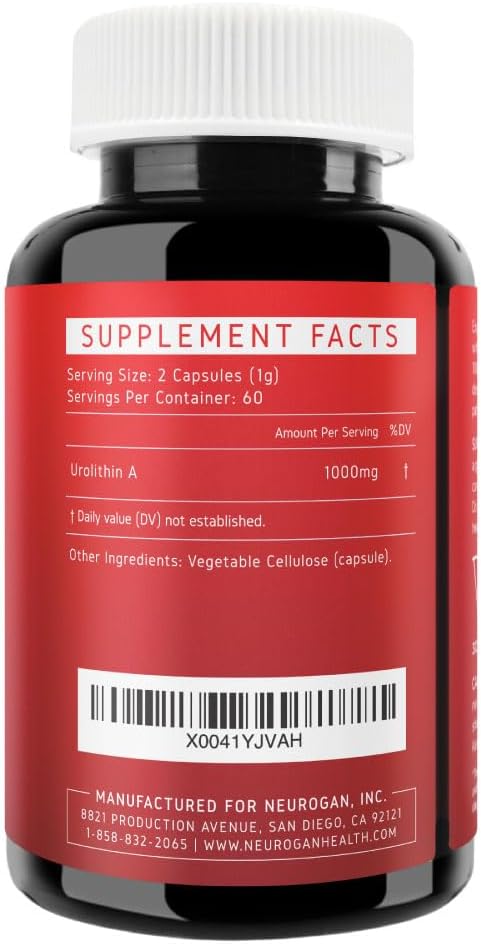 Neurogan Urolithin A PRO Capsules - 1000mg, 120 Ct - Advanced Cellular Health, Post Biotic Supplements - Ultra Micronized Urolithin A Supplement, Sourced from Pomegranate Extract Infinity Warehouse