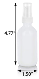 2 oz Opal White Glass Boston Round White Treatment Pump Bottle (12 pack) + Funnel JUVITUS Store