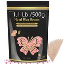 Wax Beads for Hair Removal, Waxing Beads for Sensitive Skin, 1LB Painless Wax Beans for Bikini, Eyebrow Facial for At Home Pearl Waxing Beads with 20 Spatulas for Women Men(Rose) Auperwel