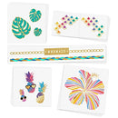 TROPICAL BRIGHTS VARIETY SET Flash Tattoos set of 25 assorted tropical inspired premium waterproof colorful metallic gold & silver jewelry temporary foil party tattoos - Party Supplies Flash Tattoos