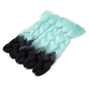 Ombre Jumbo Braiding Hair 24 inch Jumbo Braid Hair Extensions Jumbo Box Braids Crochet Hair Long for Women Kids DIY High Temperature Synthetic Fiber 2 Tones Black+ Light Green 5 Bundles Benehair