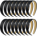 EAONE 16Pc Black Satin Headbands for Women Wide Head bands Fashion Hard Headbands No Slip Headbands for Girls DIY Headbands 1.2 Inch EAONE