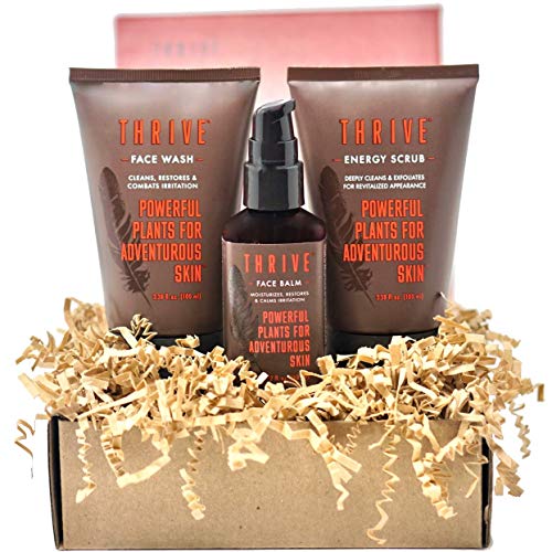 THRIVE Natural Deep Clean Skincare Kit for Men & Women (3 Piece) – Gift Set with Natural Face Scrub, Wash & Moisturizing Face Lotion – Organic & Natural Ingredients – Made in USA, Vegan & Cruelty Free Thrive Natural Care