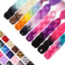 24 Inch Ombre Jumbo Braiding Hair Extensions Jumbo Braid Hair Ombre Long Jumbo Braids For Box Twist Braid Crochet Hair High Temperature Fiber 3 Tone Colored ( 3 Bundles, Dark Pink to Lake Blue ) S-noilite