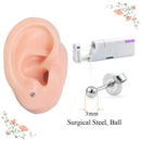 Firstomato 2PCS Disposable Ear Piercing Kit Ear Piercing Gun Self Use Ear Piercings Kit Cartilage Piercing Gun with Hypoallergenic Stud Earrings(3mm Ball,Silver) Firstomato