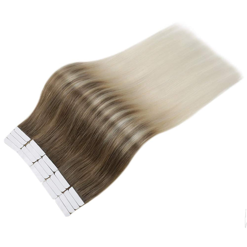 Full Shine 14 Inch Remy Hair Extensions Glue in Hair Color 8 Ash Brown Fading to 60 Blonde 20pcs 50g Balayage Tape in Hair Extensions Remy Human Hair Seamless Extensions For Beauty Supply Full Shine Store