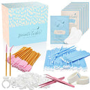 Lash Extension Supplies - Eyelash Extension Supplies - Lash Tech Supplies - 100 Glue Ring Holder | 100 Disposable Mascara Brushes Wands | 100 Micro Applicators Brush | 100 Pairs Under Eye Gel Pads DROP OF DIVINITI