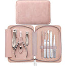 FAMILIFE Manicure Set, 8 in 1 Professional L13 Manicure Kit Nail Clipper Set Stainless Steel Pedicure Tools Kit Portable Grooming Kit with Pink Leather Travel Case for Women Girl FAMILIFE