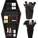 nanayo Makeup Coffin Shelf And Coffin Brush Holder – 3 Shelf Coffin Makeup Holder for Gothic Decor – Free Standing or Wall Hanging Makeup Organizer Spooky Coffin Decor for Bedroom or Bathroom nanayo