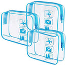3pcs Lermende Clear Makeup Bag, TSA Approved Toiletry Bag & Cosmetic Bag for Women With Zipper Handles, Quart Size Carry On Clear Make up Bags Airport Compliant Toiletries For Travel - Blue Lermende