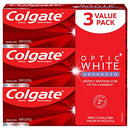 Colgate Optic White Advanced Teeth Whitening Toothpaste with Fluoride, 2% Hydrogen Peroxide, Sparkling White - 3.2 Ounce (3 Pack) Colgate