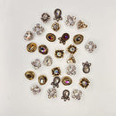 DUPOINT 30 Pcs Mixed Nail Art Rhinestones Alloy Diamonds Crystals Beads Gems Pendants Multi Style for 3D Gems Retro Charms Set, Red,Yellow,Blue DUPOINT